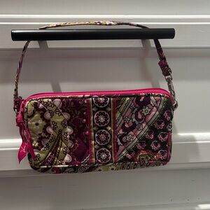 Vera Bradley Pink and Green Clutch with Floral Design